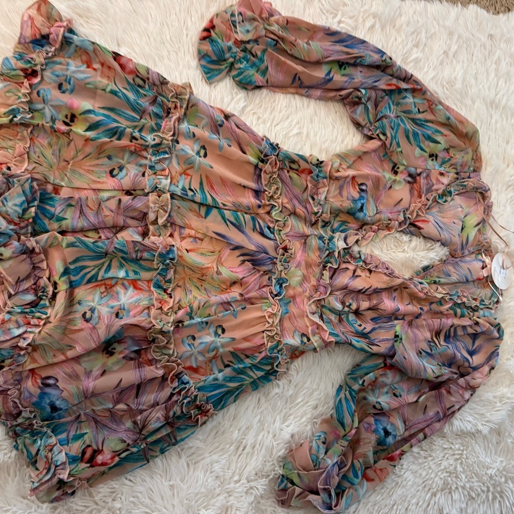 Floral Ruffle Women's Top